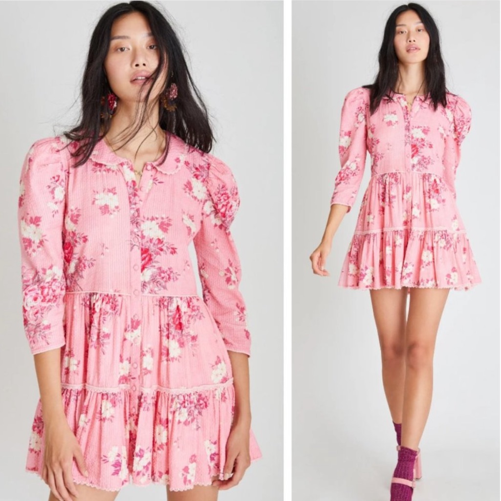 Loveshackfancy Marzia Pink Floral Babydoll Dress
